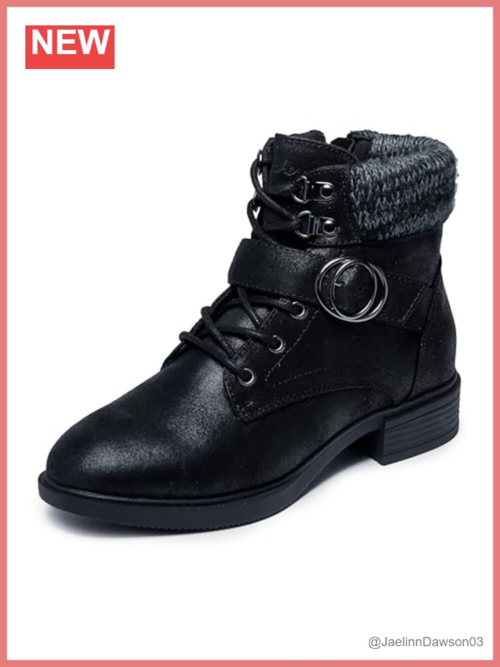 Skechers Ankle Booties Faux Leather Water Repellent Side Zip Lace Up Memory Foam